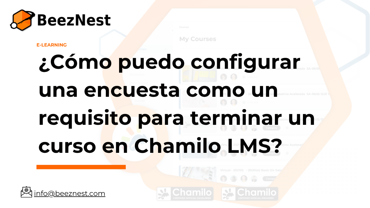 ¿Cómo puedo configurar una encuesta como un requisito para terminar un curso en Chamilo LMS?