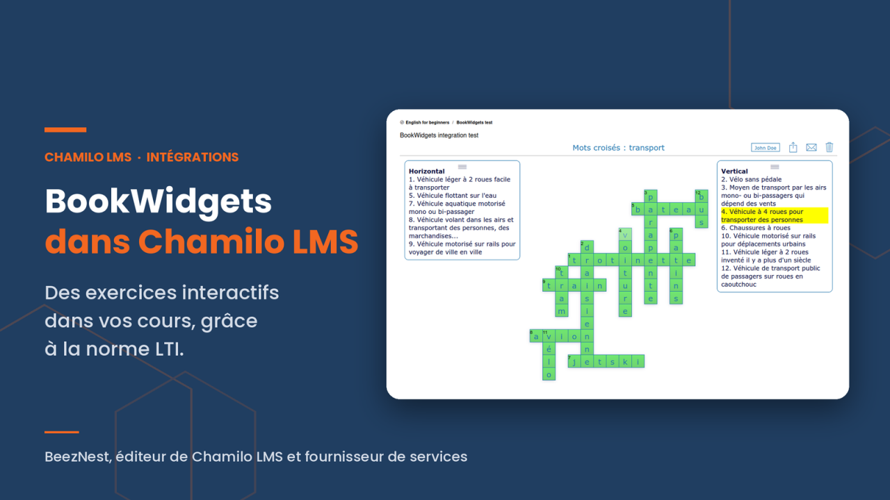 Bookwidgets dans Chamilo LMS 