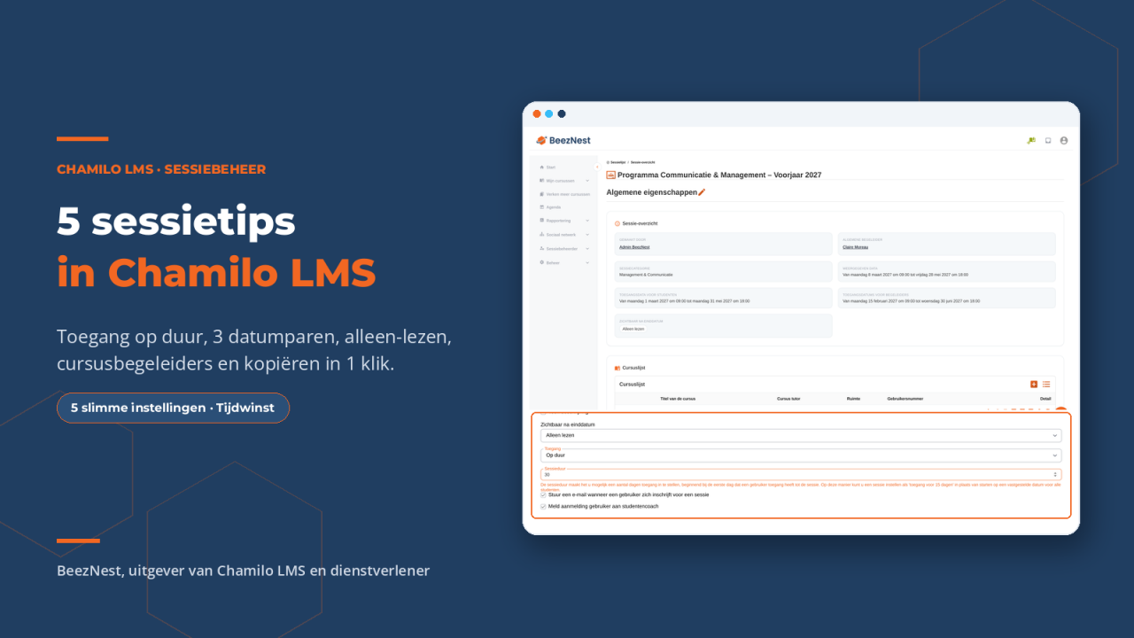 Visual: 5 tips to configure training sessions in Chamilo LMS