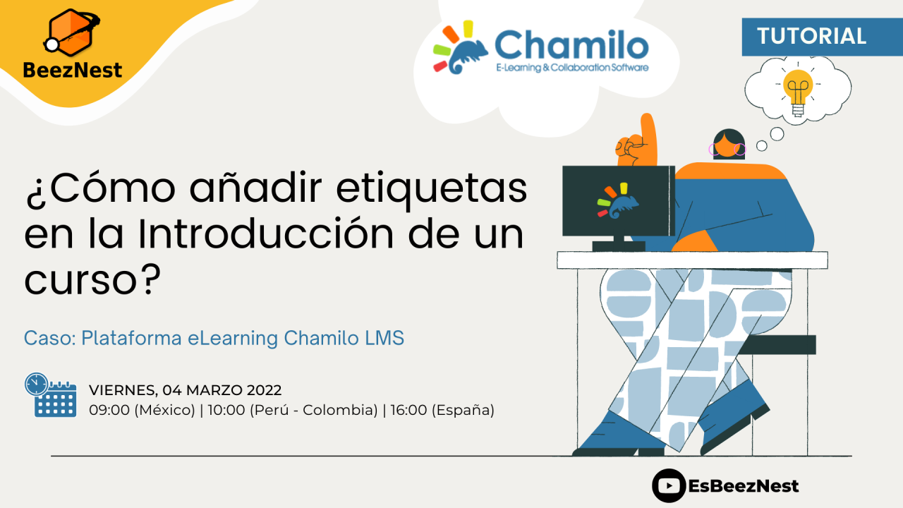 ¿Cómo añadir etiquetas en la introducción de un curso en Chamilo LMS?