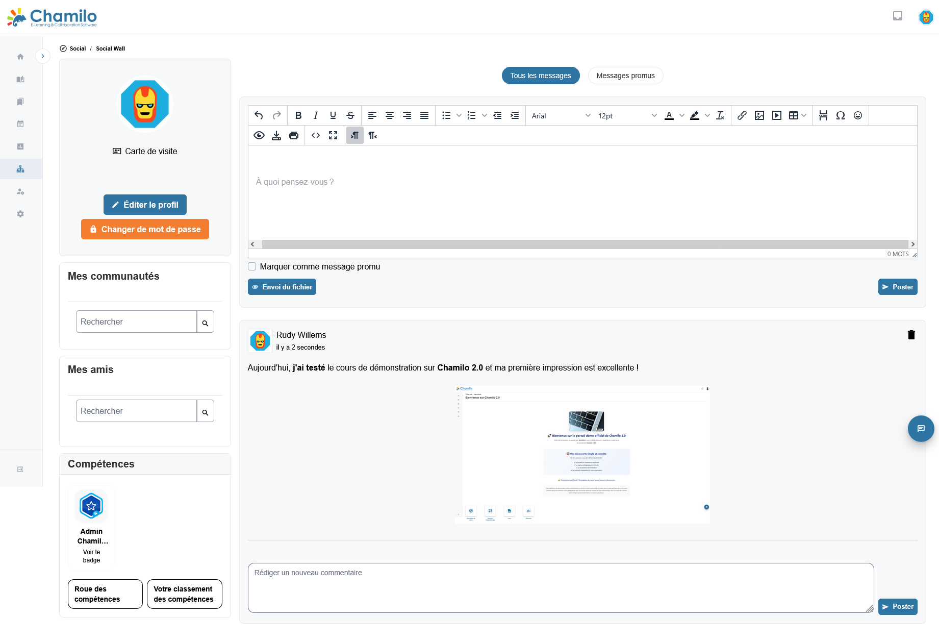 Réseau social Chamilo LMS