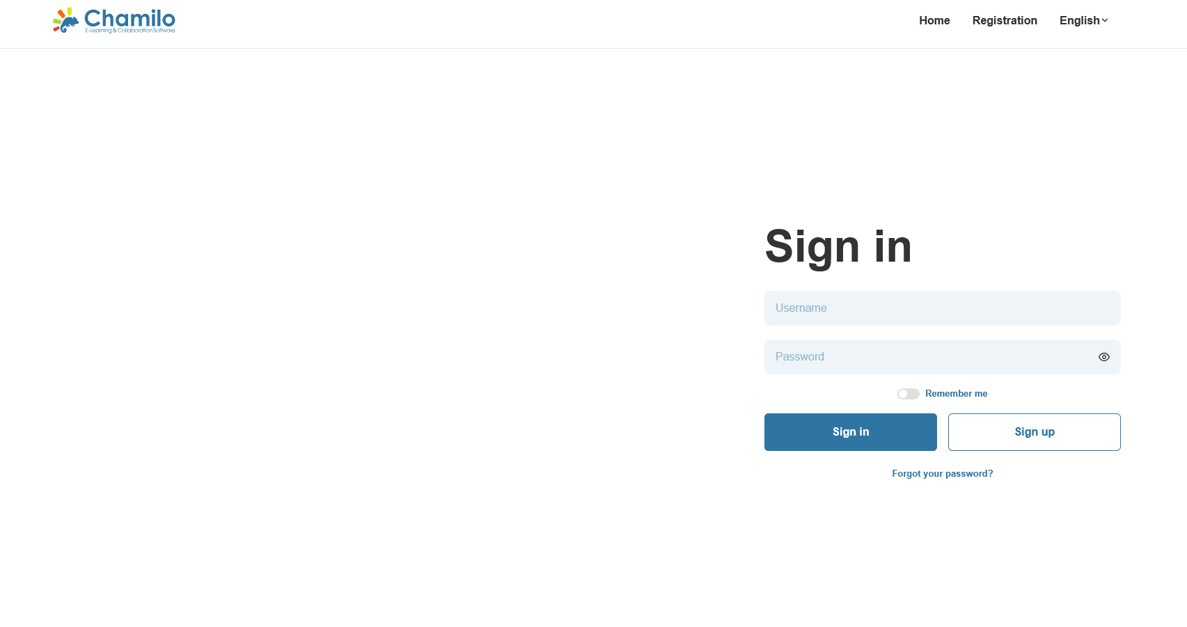 Chamilo LMS, nouvelle page d'accueil