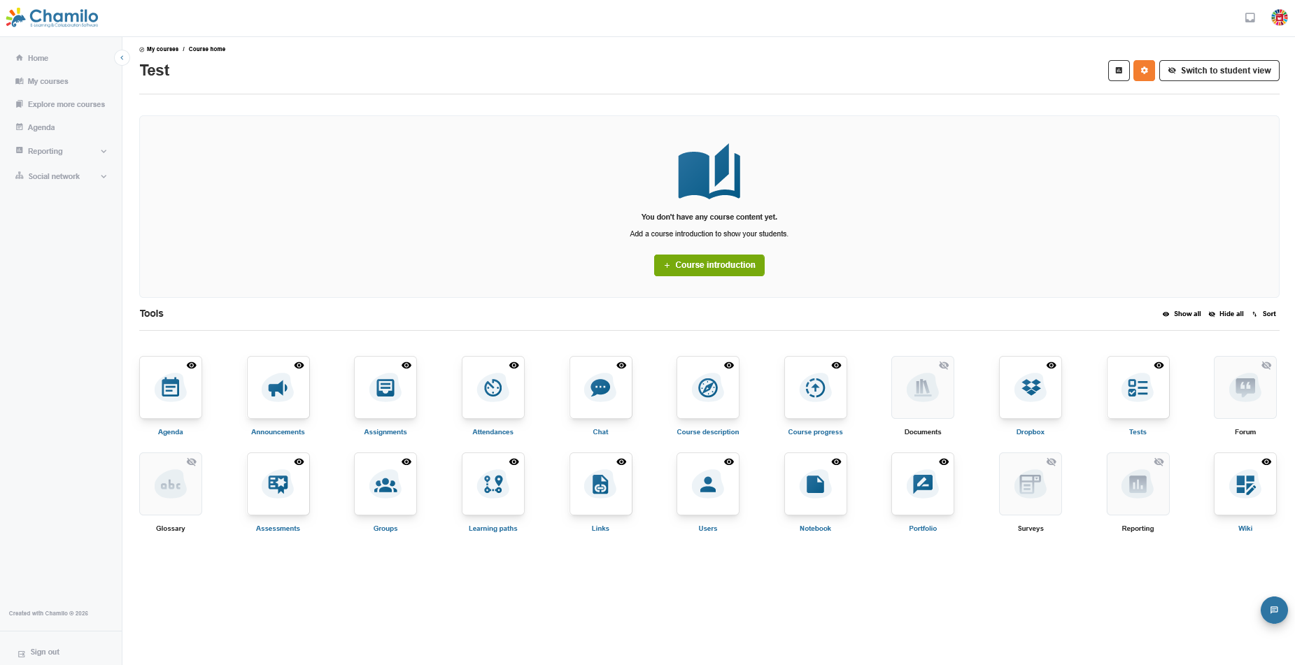 Chamilo 2 LMS - course interface 