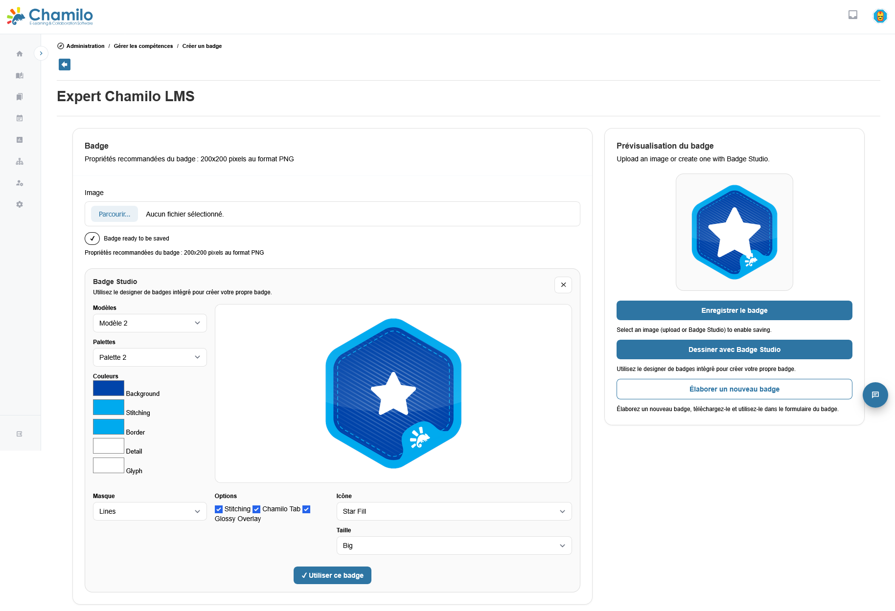Exemple badge numérique Chamilo