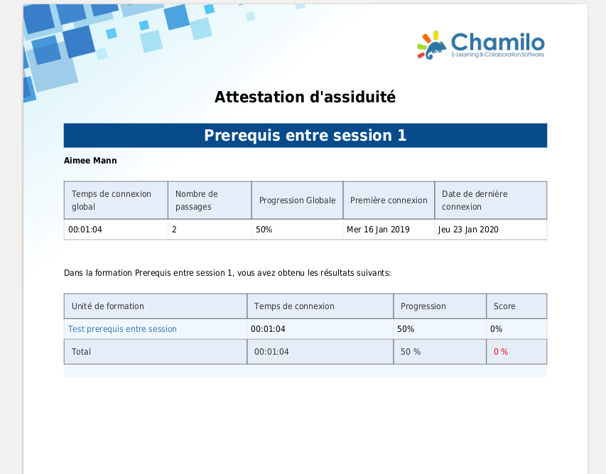 Attestion Chamilo LMS