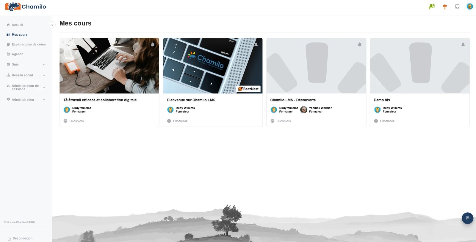 Chamilo LMS, page Mes cours