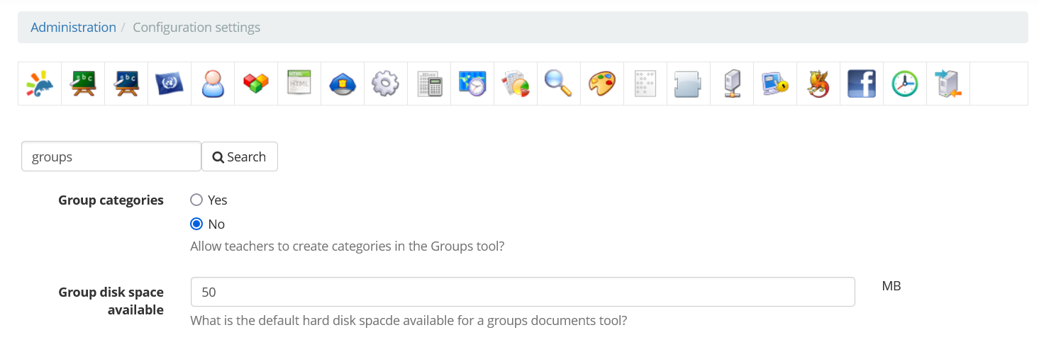 Configurations groups Chamilo LMS 