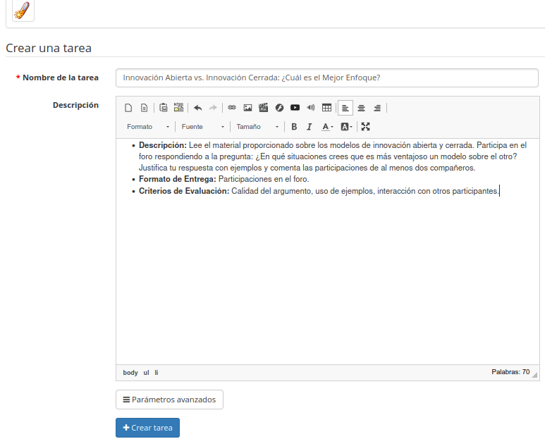 crear tarea