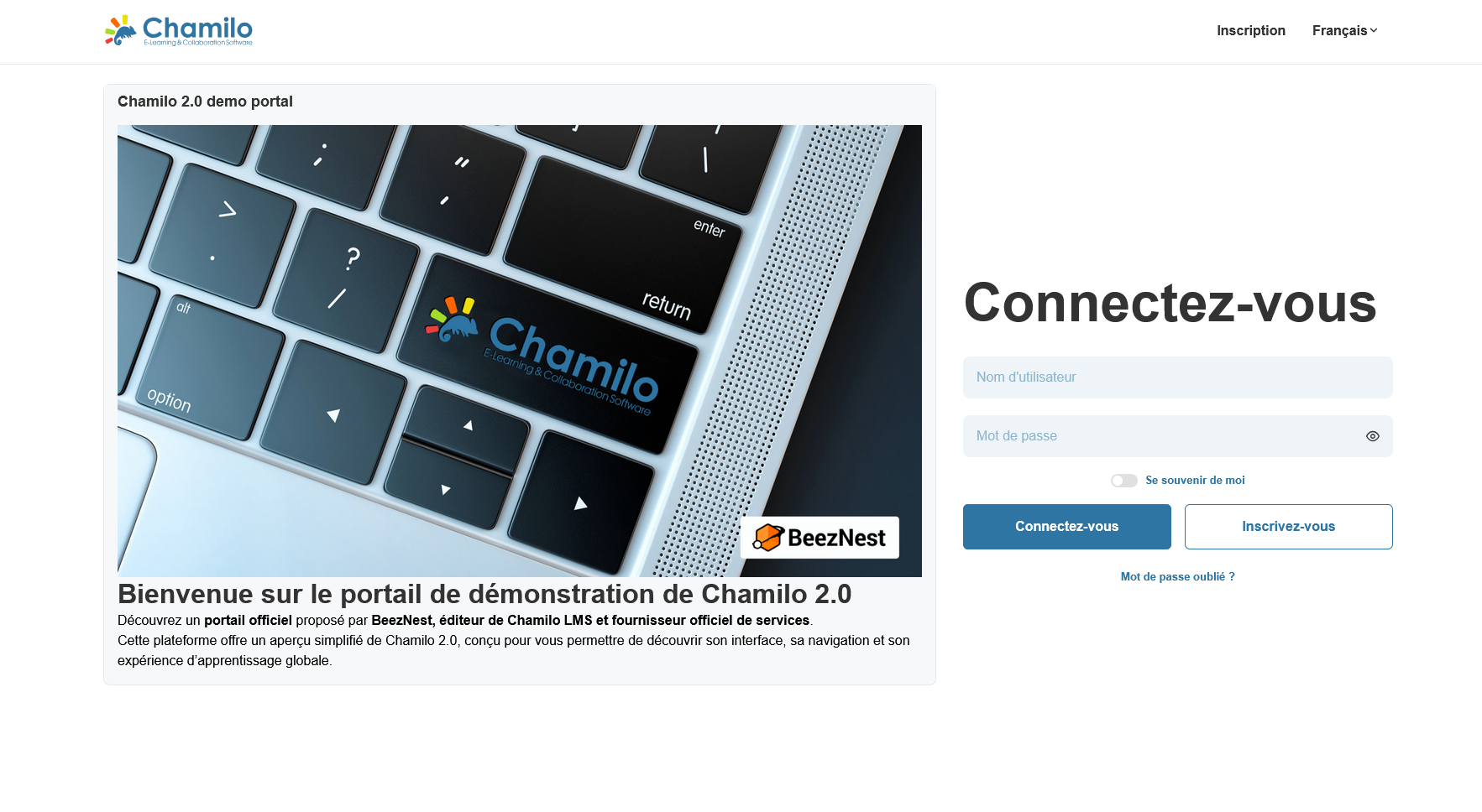 Portail général Chamilo 2.0